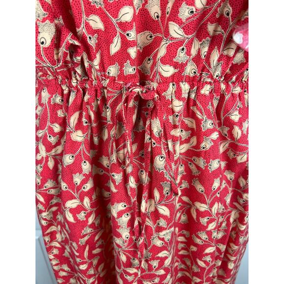 Who What Wear Women's XL Red Floral Ruffled Prairie Maxi Dress Bohemian Fall - Picture 6 of 8